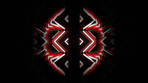 Red and White Neon Light Elements Mirror Tunnel Background VJ Loop in 4K Stock Footage 303707015