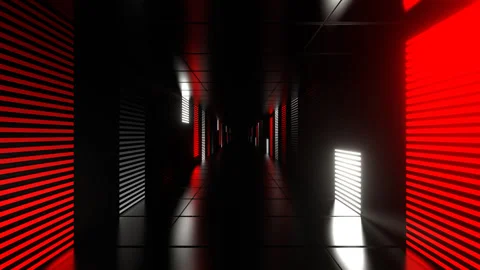Red and White Neon Light Futuristic Dark Tunnel Background VJ Loop in 4K Stock Footage 310957421