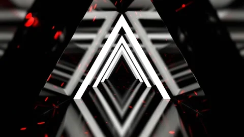 Red and White Neon Motion Mirror Triangle Tunnel Background VJ Loop in 4K Stock Footage 342408450