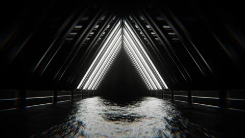 Red and White Neon Moving Triangular Arch Tunnel Background VJ Loop in 4K Stock Footage 310838931