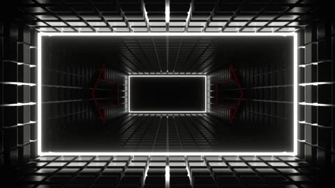Red and White Neon Pointer Arrow Tunnel Background VJ Loop in 4K Stock Footage 281495130