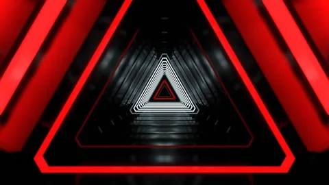 Red and White Neon Pulsating Triangular Cyber Tunnel Background VJ Loop in 4 Stock Footage 314365865