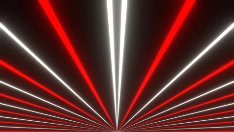 Red and White Neon Rays Diverge in Different Directions Background VJ Loop Stock Footage 343272534