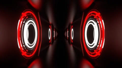 Red and White Neon Strobe Rings in Tunnel Background VJ Loop in 4K Stock Footage 277942874
