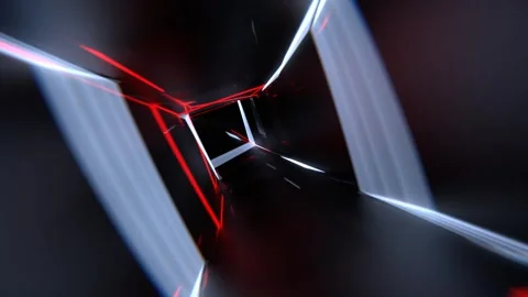 Red and White Neon Strobe Tunnel Background VJ Loop l 4K Stock Footage 296575363