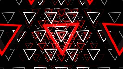 Red and White Neon Triangle Dimension Background VJ Loop in 4K Stock Footage 294916874