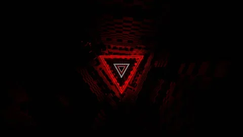 Red and White Neon Triangles in Tunnel of Squares Background VJ Loop in 4K Stock Footage 313819912