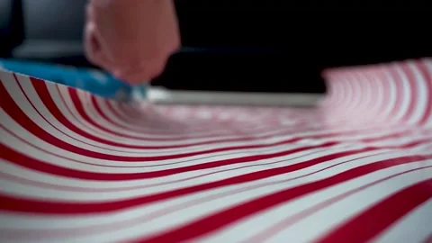 Red and White Paper Being Cut Down to Length  Stock Footage 145035182