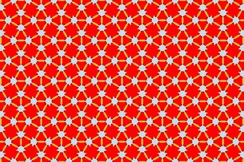 A red and white patterned background with yellow and white dots Stock Illustration