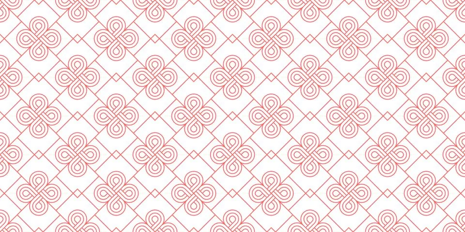A red and white patterned background with a red flower in the middle Stock Illustration