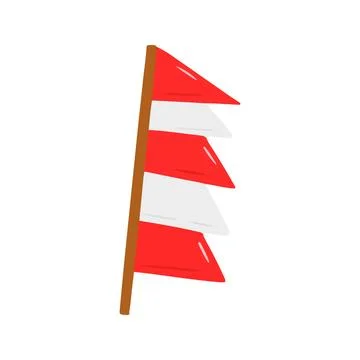 Red and White Pennant Flags on Pole Decoration Stock Illustration