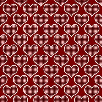 Red and white polka dot hearts pattern repeat background Illustrazione stock