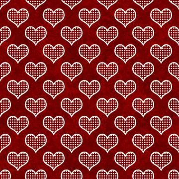 Red and White Polka Dot Hearts Pattern Repeat Background Illustrazione stock