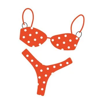 Red and white polka dot bikini with underwire top Stock Illustration
