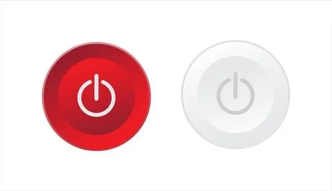 Red and white power button on a white background. Stock Illustration