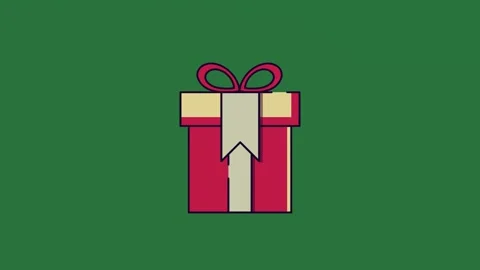 Red and white present box gift ribbon on it bow isolated isolated on green Video stock 336858232