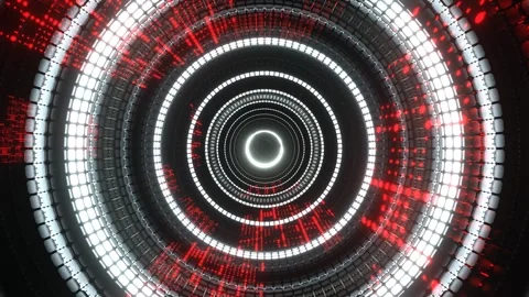 Red and White Pulsing LED Tunnel Background VJ Loop in 4K Stock-Footage 337926622