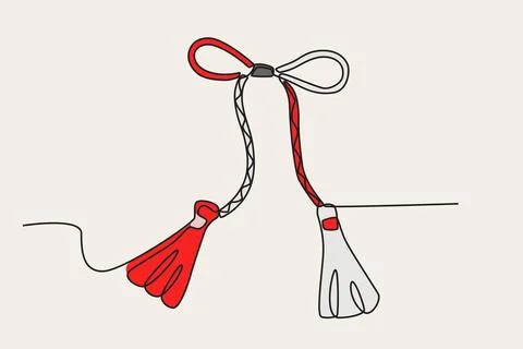 A red and white puppet Martisor Illustrazione stock