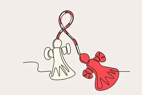 A red and white puppet Martisor 스톡 일러스트