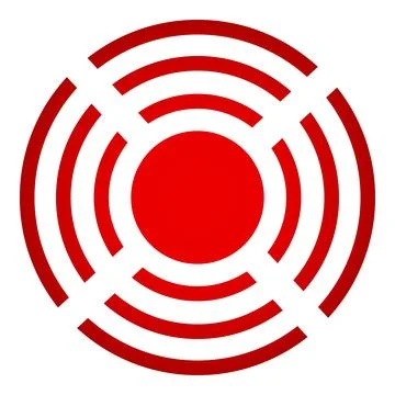 Red and white radar waves emitting outward in concentric circles Stock Illustration