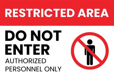 Red and white restricted area sign with do not enter and authorized personn.. Stock Illustration