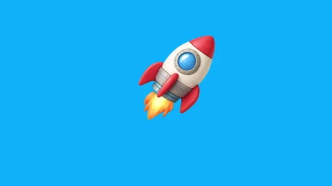 Red and White Rocket 3D Emoji on Blue Background Stock-Footage 347331424