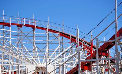 Red and White Rollercoaster One Stock Photos