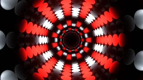 Red and White Round Neon Light Panels in Energy Flow Background VJ Loop in 4 Видео 341669851