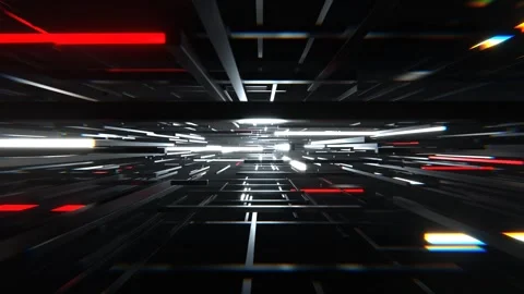Red and White Sci-Fi Cybernetic Strobe Array Background VJ Loop l 4K Stock Footage 302560590