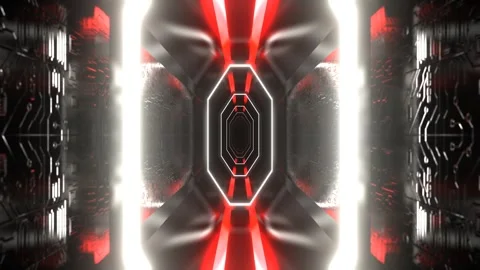 Red and White Sci-Fi Cybernetic Strobe Tunnel Background VJ Loop l 4K Stock Footage 304060174