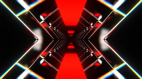 Red and White Sci-Fi Neon Corridor with Rhombus Background VJ Loop l 4K Stock Footage 304974695
