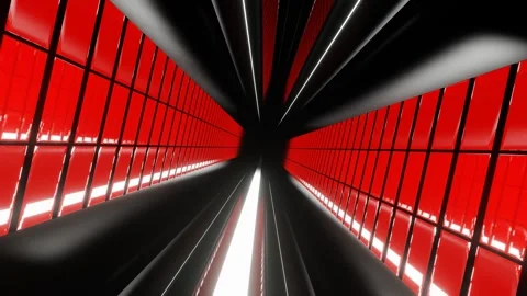 Red and White Side Cylinders Tunnel Background VJ Loop in 4K Video stock 255607035
