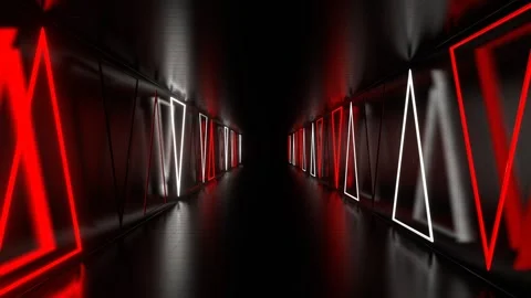 Red and White Side Neon Strobe Triangles in Tunnel Background VJ Loop in 4K Stock Footage 277934674