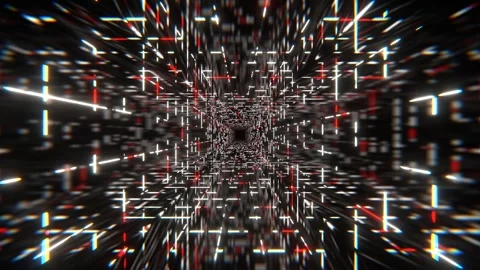 Red and White Simple Square Cyber ​​Tunnel Background VJ Loop in 4K Stock Footage 306135009
