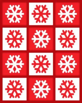 Red and white snowflaces Stock Illustration