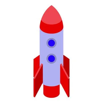 Red and white space rocket standing on launch pad Stock Illustration