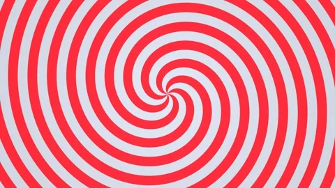 Red and white spiral pattern creating an optical illusion Stock Footage 338184556