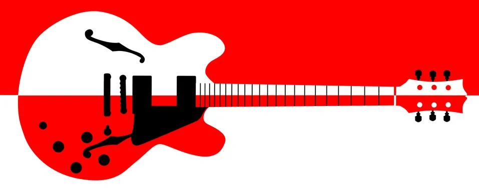 Red And White Split Guitar Background Stock Illustration