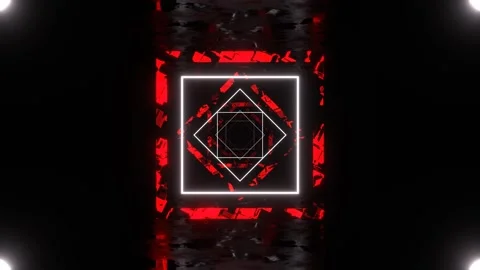 Red and White Square Abstract Hallway Background VJ Loop l 4K Stock Footage 299568473