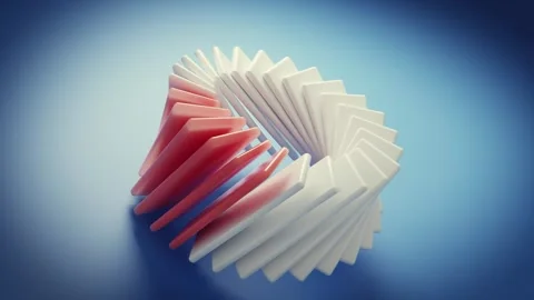 Red and white squares creating a circular pattern on a white, forming a colorful Stock Footage 347879304