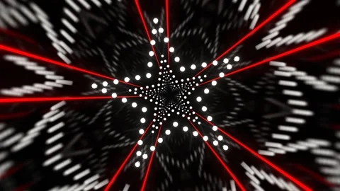 Red and White Star Shaped Tunnel Background VJ Loop in 4K Stock Footage 316899155
