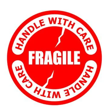 A red and white sticker featuring a bold cracked glass icon with the text ".. Stock Illustration