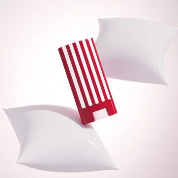 Red and white stripe makeup Foundation Stick packaging mockup Stock-Illustration