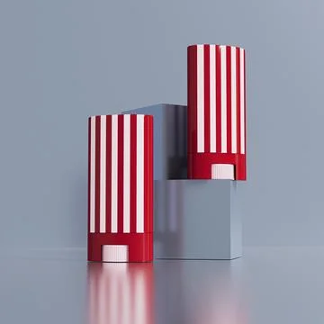 Red and white stripe makeup Foundation Stick packaging mockup Stock Illustration