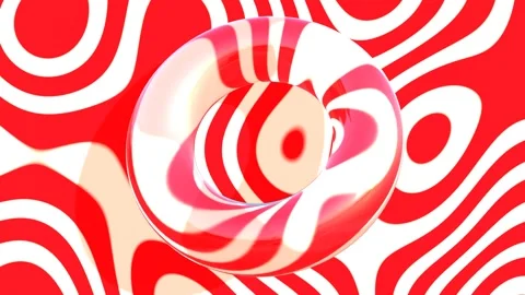 A red and white striped background with a circular object loop animation Stock Footage 276494272