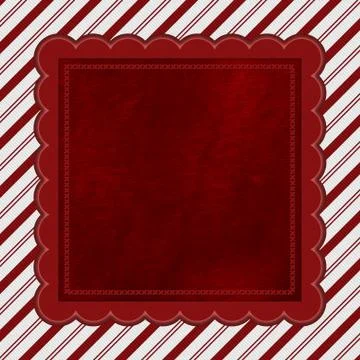 Red and White Striped Candy Cane Striped Background with Red Plush Stock Illustration