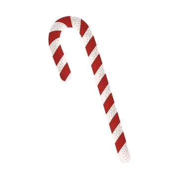 Red and white striped candy cane. Iconic Christmas sweet for festive design.. Stock Illustration