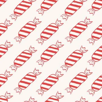 Red and white striped candy pattern on light background. Stock Illustration