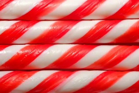 Red and White Striped Candy Canes Macro Holiday Candy Background Stock Photos