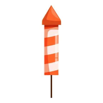 Red and white striped firework rocket ready to launch イラスト素材